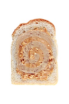 peanut butter on bread isolated on white