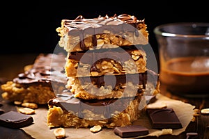 peanut butter chocolate crunch bars. AI Generated
