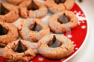 Peanut Butter and Chocolate Kiss Christmas Cookies