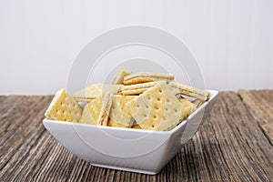 peanut butter crackers,barnwood table