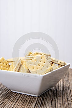 peanut butter crackers,barnwood table