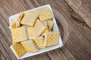 peanut butter crackers,barnwood table