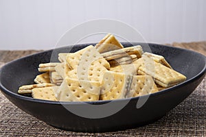 peanut butter crackers,barnwood table