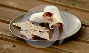 Peanut butter and jelly wrap with chips