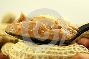 Peanut butter in spoon closeup