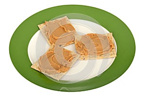 Peanut Butter Spread on Seeded Crackers