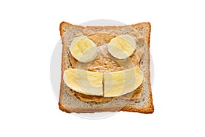 Peanut butter toast with banana slices