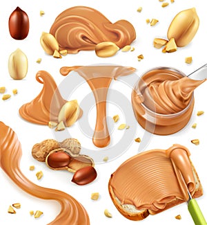 Peanut butter, vector icon set
