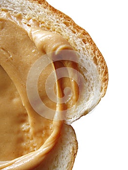 Peanut butter on white bread