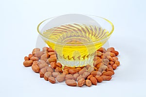 Peanut or groundnut oil in glass bowl