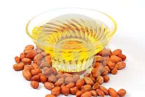 Peanut or groundnut oil in glass bowl