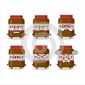 Peanut jar cartoon character with various angry expressions