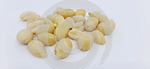 Peanut peleed on white background