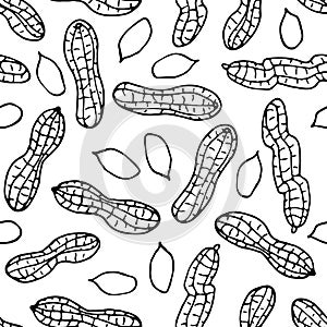 Peanut seamless pattern. Hand drawn vector nut backdrop. For wallpapers, wrapping papers, restaurant menu, web page background,