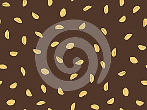 Peanut seamless pattern. Roasted peanuts. Background design for printing on wrappers, packaging, fabrics and wallpapers. Vector