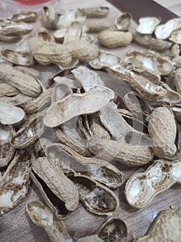 peanut shells on the table