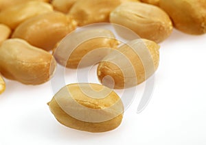 Peanuts, arachis hypogaea against White Background