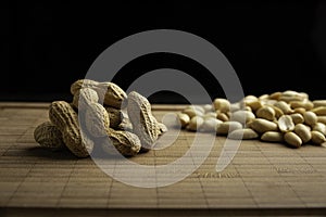 peanuts on bamboo table