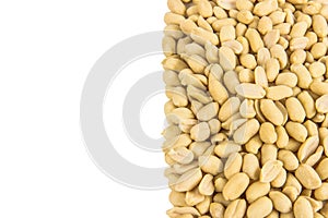 Peanuts . Closeup of fried , isolated