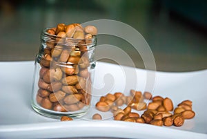 Peanuts in a glass jar