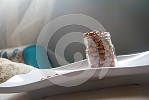 Peanuts in a glass jar