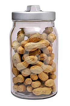 Peanuts in glass jar