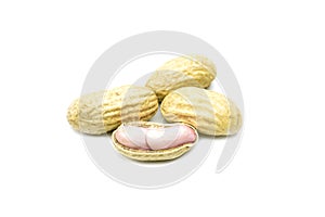 Peanuts isolated on white background. Peanut macro. Peanuts seed