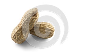 Peanuts isolated on white background. Peanuts are widely produced, especially in the tropical region.