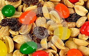 Peanuts, raisins and jelly beans