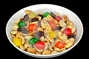 Peanuts, raisins and jelly beans