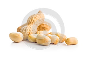 Peanuts in shell. Groundnuts isolated on white background