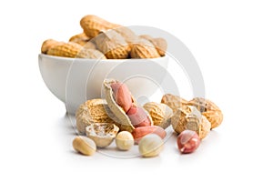 Peanuts in shell. Groundnuts isolated on white background