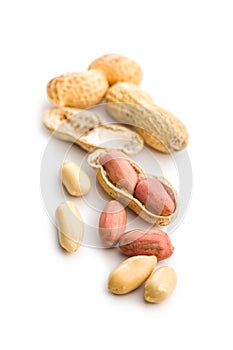 Peanuts in shell. Groundnuts isolated on white background