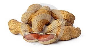 Peanuts in shell isolated on white background