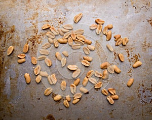 Peanuts on a steel plate