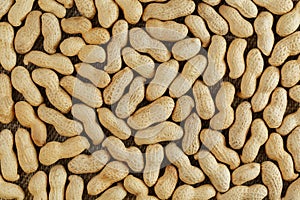 Peanuts in their shell textured food background