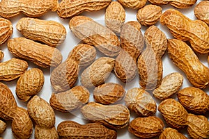 Peanuts on the white background