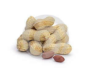 Peanuts on white background
