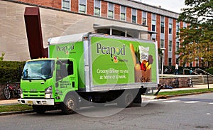 A Peapod grocery delivery truck