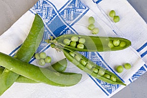 Peapods on napkin