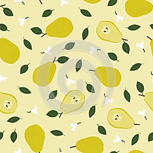 Pear. Colored Seamless Vector Patterns