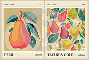 Pear background, pattern, Fruit Market art poster.