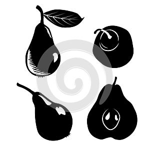 Pear black and white vector stock illustration