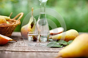 Pear brandy with fresh pears
