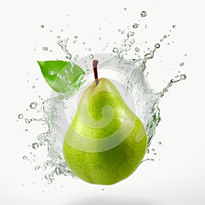 Green Pear Water Splash: Layered Imagery With Subtle Irony