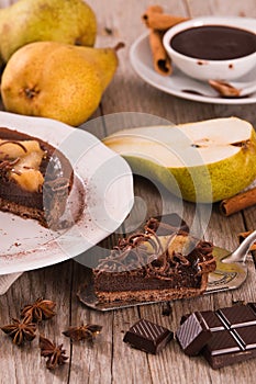 Pear and chocolate tart.