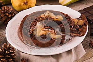 Pear and chocolate tart.