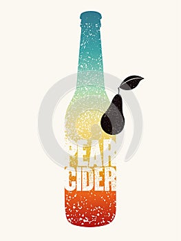 Pear Cider typographical vintage grunge style poster. Retro vector illustration.