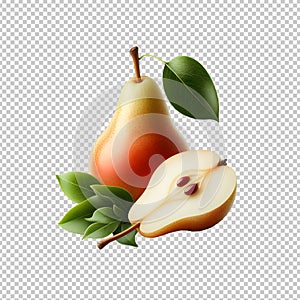 Pear fruit isolated on transparent background