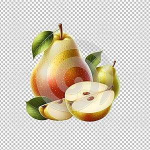 Pear fruit isolated on transparent background